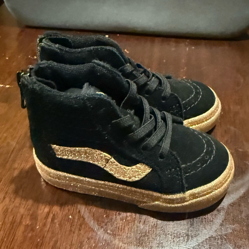 Vans Black and Gold Kids Sneakers